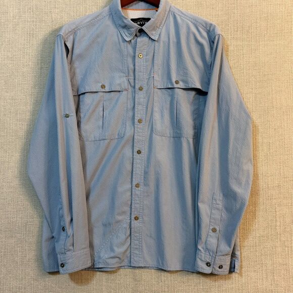 Orvis Vented Fishing Shirt Mens Large 4A38 Roll Up Sleeves Blue Outdoor Hiking - Picture 1 of 15
